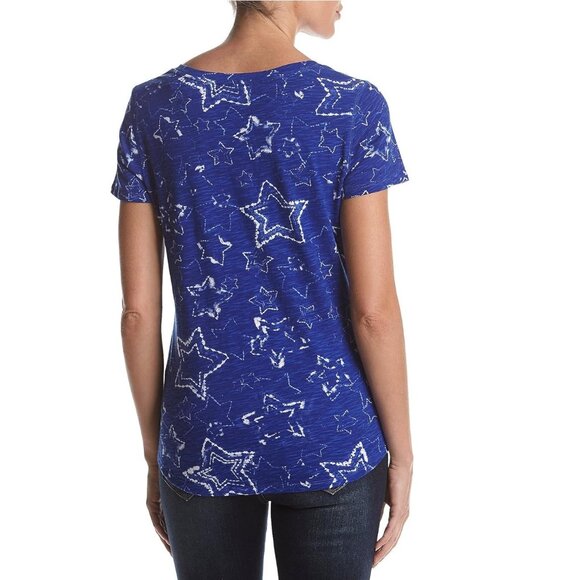 Womens Relativity Blue Star Printed Scoop Neck Tee T-Shirt Size Medium NWT - Picture 3 of 3